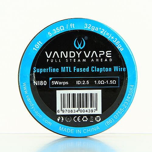 Superfine MTL Fused Clapton Wire Ni80 32ga*2+38ga 10ft/roll  VandyVape