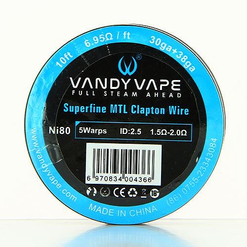 Superfine MTL Fused Clapton Wire Ni80 30ga+38ga 10ft/roll VandyVape