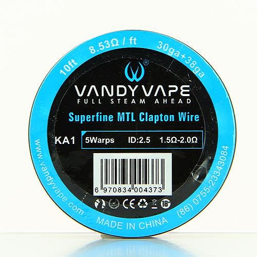 Superfine MTL Fused Clapton Wire KA1 30ga+38ga 10ft/roll VandyVape