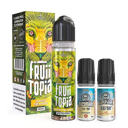 Pack 40ml + Base 50/50 10ml + Nicomax Jackfruit Poire Goyave Fruiitopia Le French Liquide - 3mg