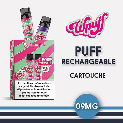 2 cartouches Wpuff 1800 2ml 0.9% Liquideo