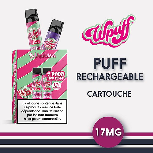 2 cartouches Wpuff 1800 2ml 1.7% Liquideo