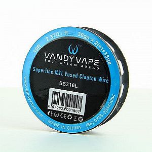 Superfine MTL Fused Clapton Wire SS316 30gaX2 + 38ga Vandy Vape Superfine MTL Fused Clapton Wire SS316 30gaX2 + 38ga Vandy Vape
