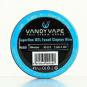 Superfine MTL Fused Clapton Wire Ni80 32ga*2+38ga 10ft/roll  VandyVape Superfine MTL Fused Clapton Wire Ni80 32ga*2+38ga 10ft/roll  VandyVape